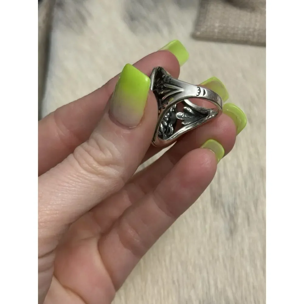 Carolyn Pollack Relios Sterling Silver Pink Rhodochrosite Concho Dome Ring 7